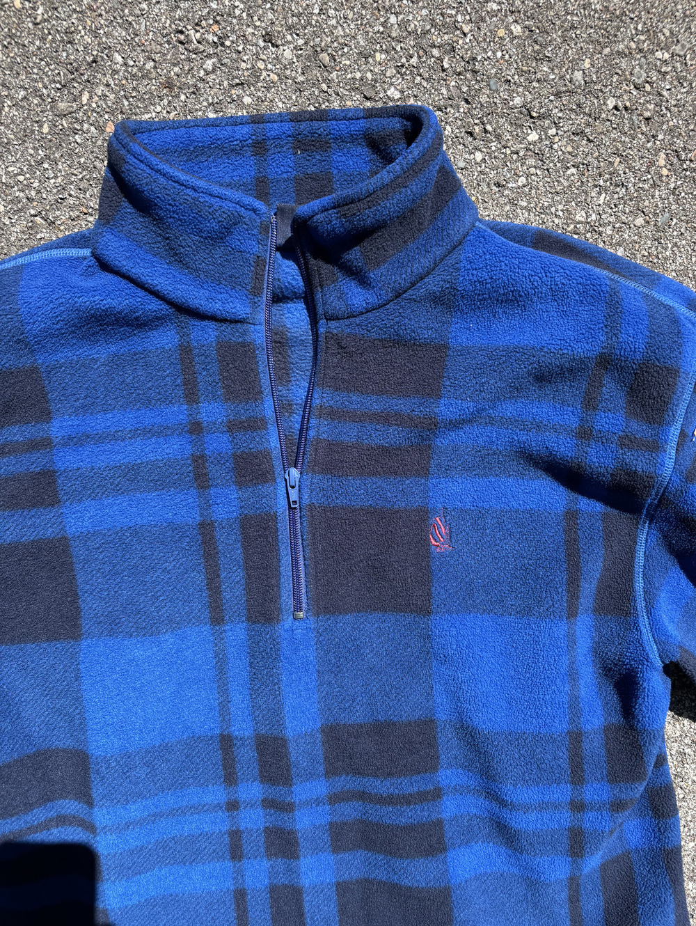 Y2K Nautica blue plaid fleece quarter-zip